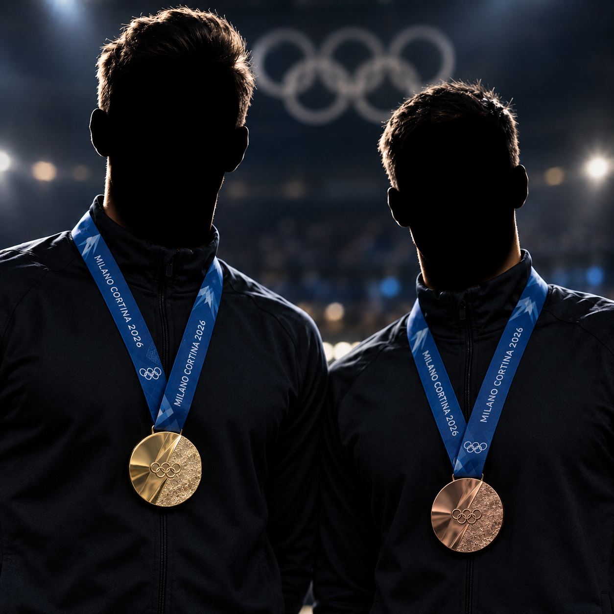 Zwei nicht erkennbare Special Guests mit Gold- und Bronzemedaille